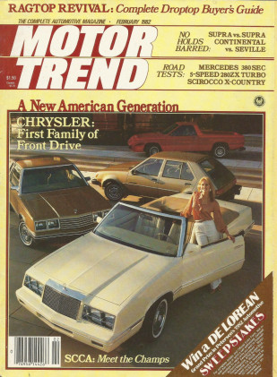 MOTOR TREND 1982 FEB - T/A, 280ZX TURBO, SUPRA, XJ-S